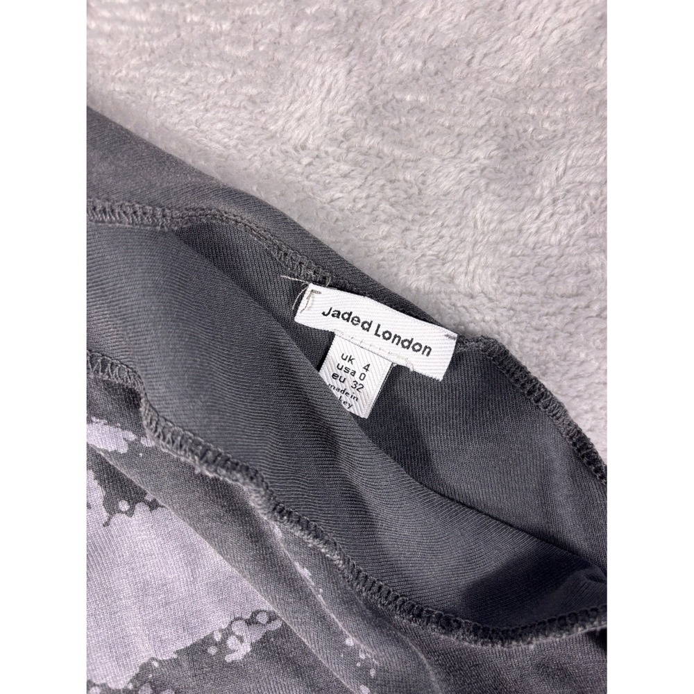 Jaded London Figure Portrait Graphic Dress Womens Size 0 Gray Sleeveless Ruched - Picture 4 of 8